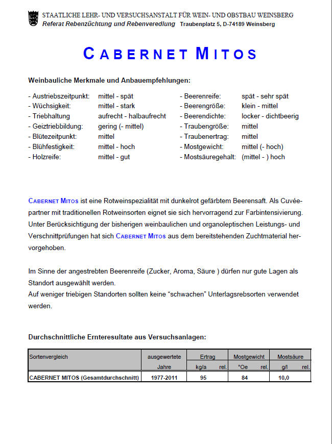 Cabernet Mitos - Rebschule Müller